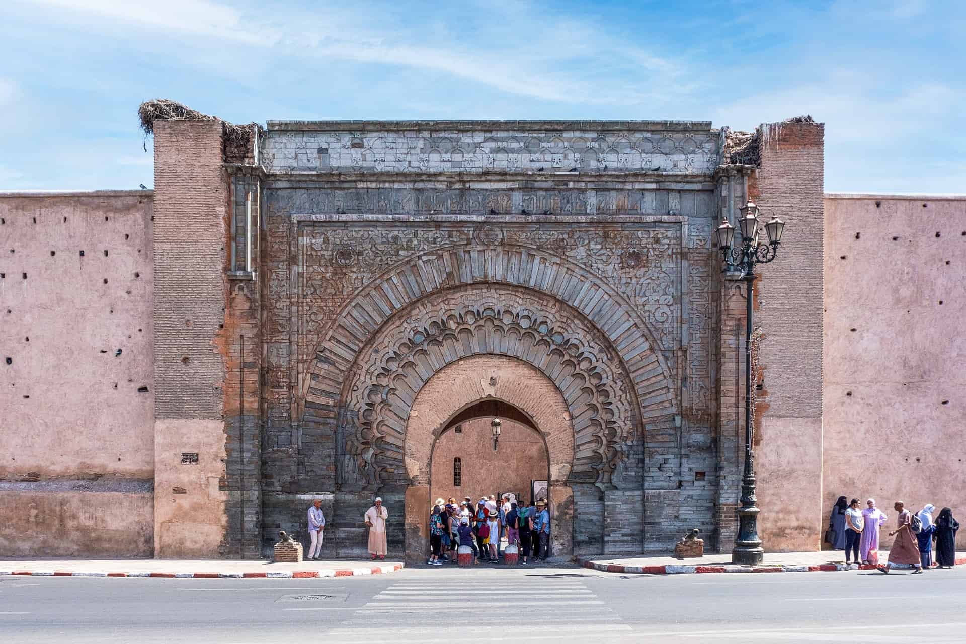 Places to Visit in Marrakech - Not to Miss Cultural & Historic Places to Visit in Marrakech Places to visit in Marrakech. Entrance to the souks - Bab Agnaou in Marrakech, Morocco.