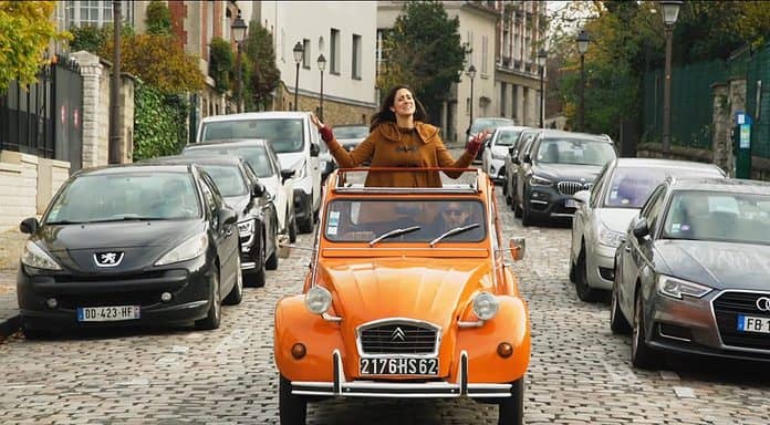 Citroën 2CV tour through Montmartre in Paris, France