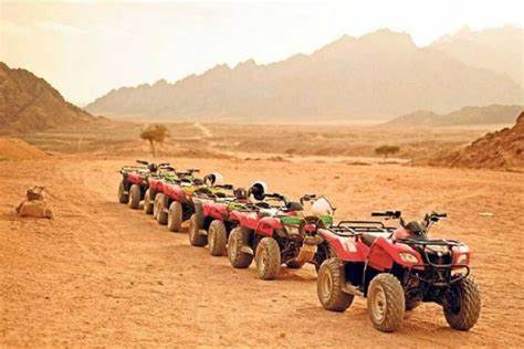Hurghada Desert Safari - Hurghada Desert Safari: What to Expect on a Quad Bike Adventure a group of quad bikes on a hurghada desert tour