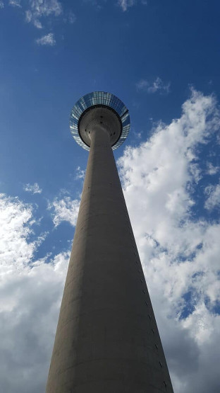 Rhine Tower in Duesseldorf - from the bottom