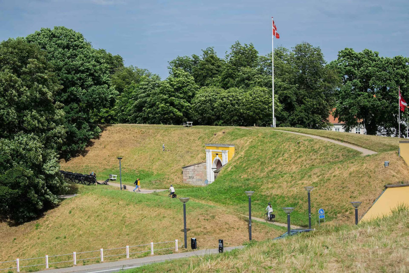 Biking on Fredericia Ramparts, Lillebælt, Denmark