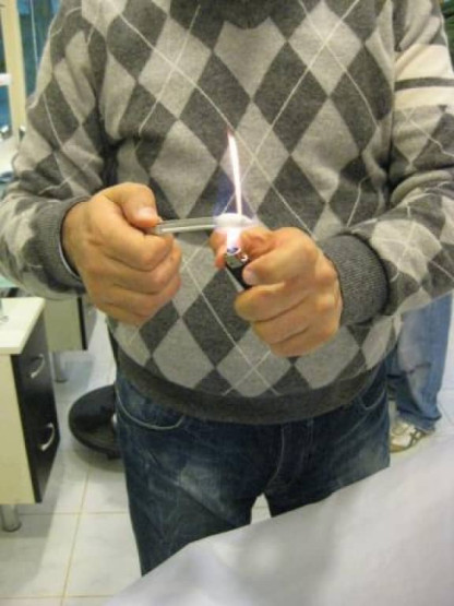 Hair removal in a Turkish barbershop