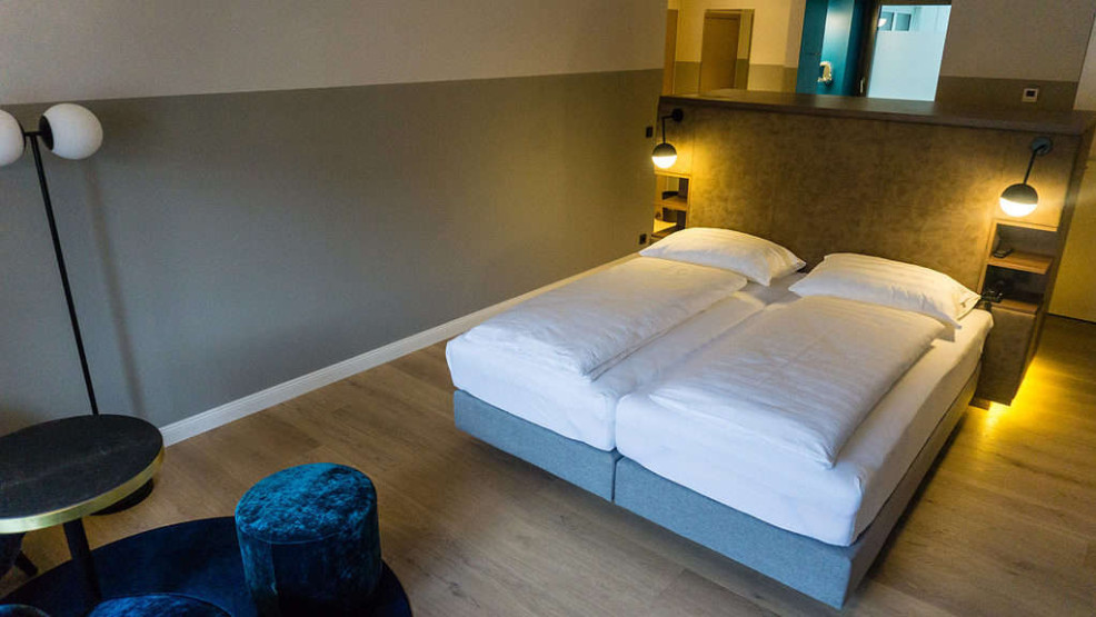 Double room at the Stage 12 hotel in Innsbruck.
