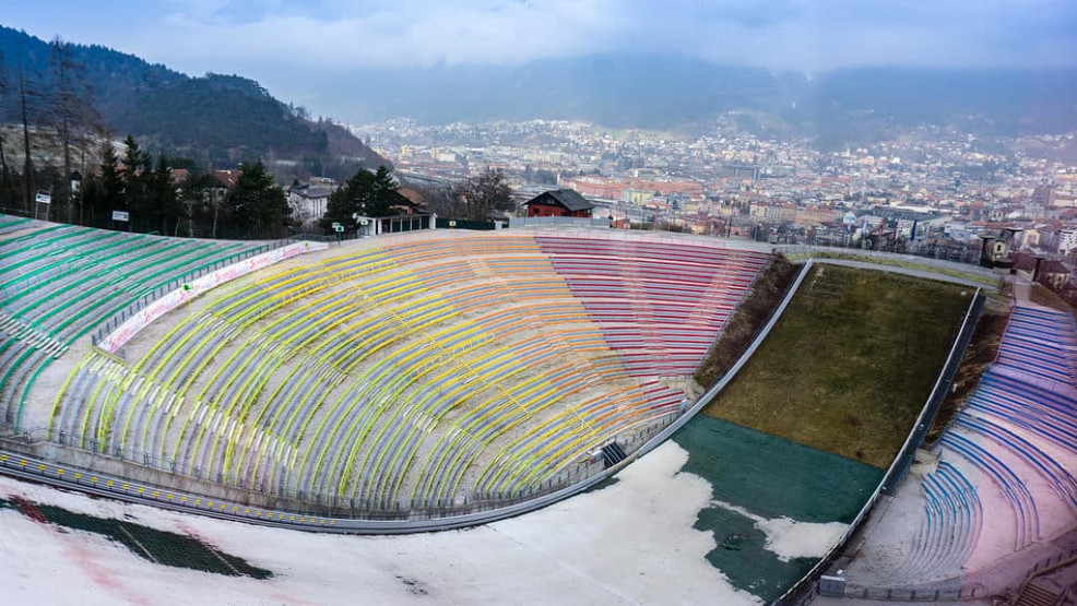 Landing zone of the Bergisel Ski Jump in Innsbruck, Austria.