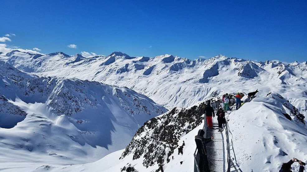 Outside of the Top Mountain Star hut in Hochgurgl, Oetztal, Austria.