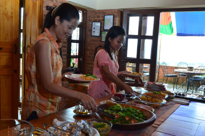 Food at the Shivapuri Cottage in Nepal.
