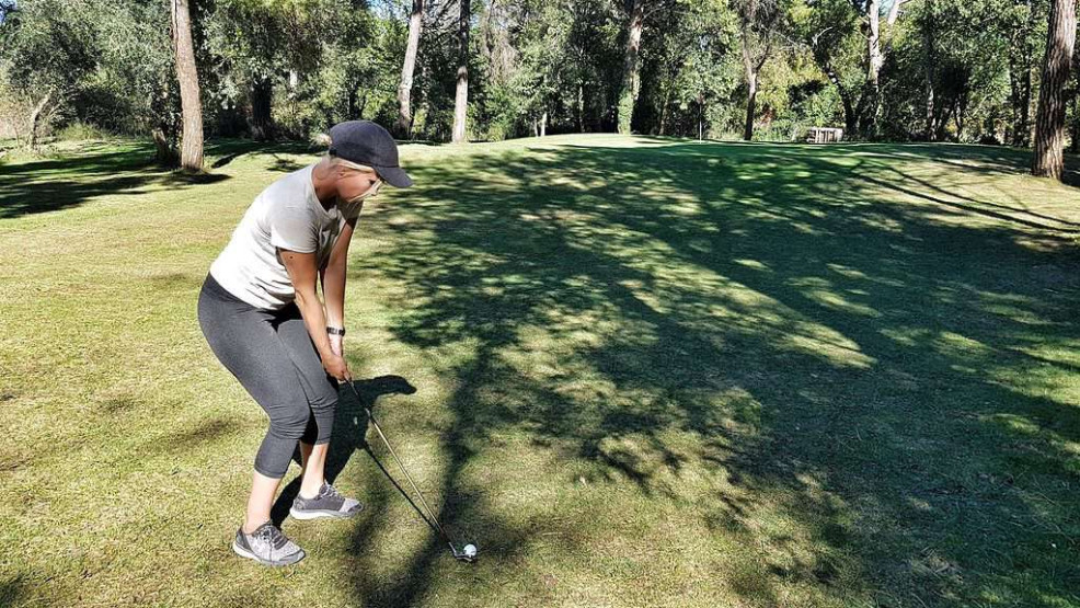 Golfing at Pitt and Putt Par 3, Costa Brava, Spain