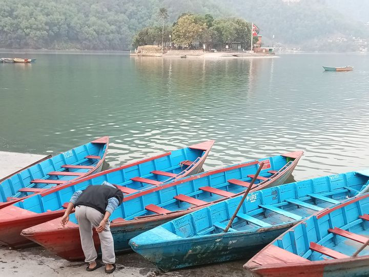Phewa Lake in Pokhara, Nepal.
