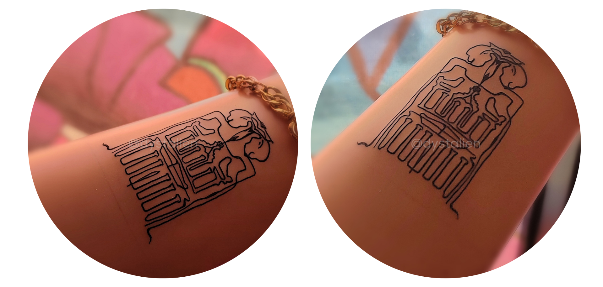 Souvenir from Jordan - Beyond Postcards: Why a Tattoo is the Ultimate Souvenir from Jordan A Minimal Tattoo of the Petra Treasury combined with the Black Iris, the national flower of the Kingdom of Jordan. The ultimate souvenir from Jordan.