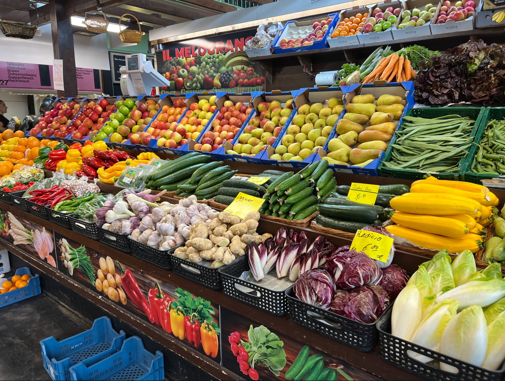 frankfurt walking tour - Frankfurt Walking Tour: Must-See Sights in Two Hours Fruit and vegetable stand at the Kleinmarkthalle in Frankfurt, Germany.