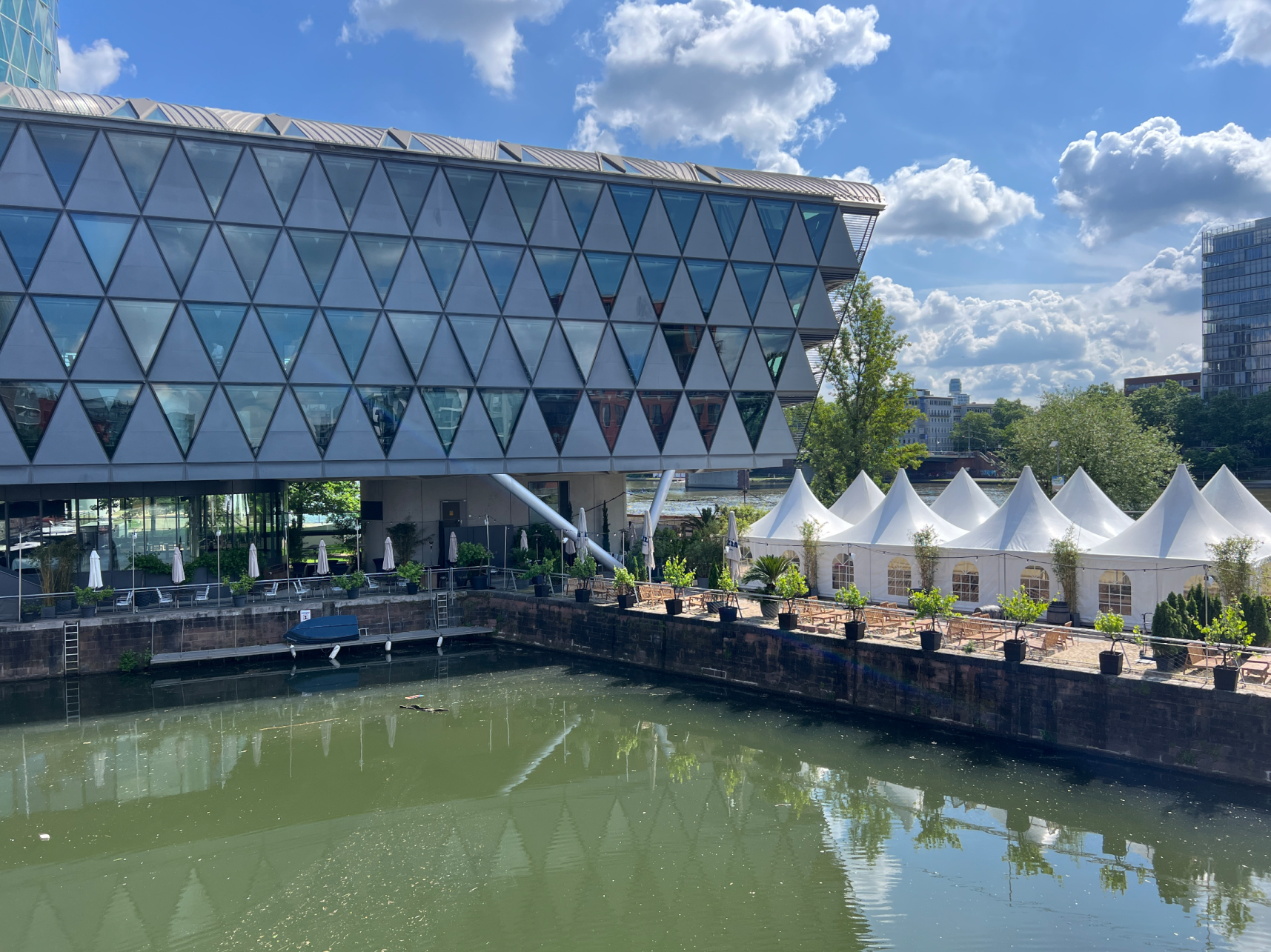 frankfurt walking tour - Frankfurt Walking Tour: Must-See Sights in Two Hours Restaurant Frankfurter Botschaft at the Westhafen in Frankfurt, Germany.